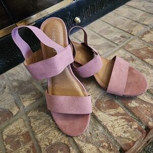 Lane Bryant Pink Suede Sandals with Ankle Strap